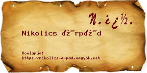 Nikolics Árpád névjegykártya